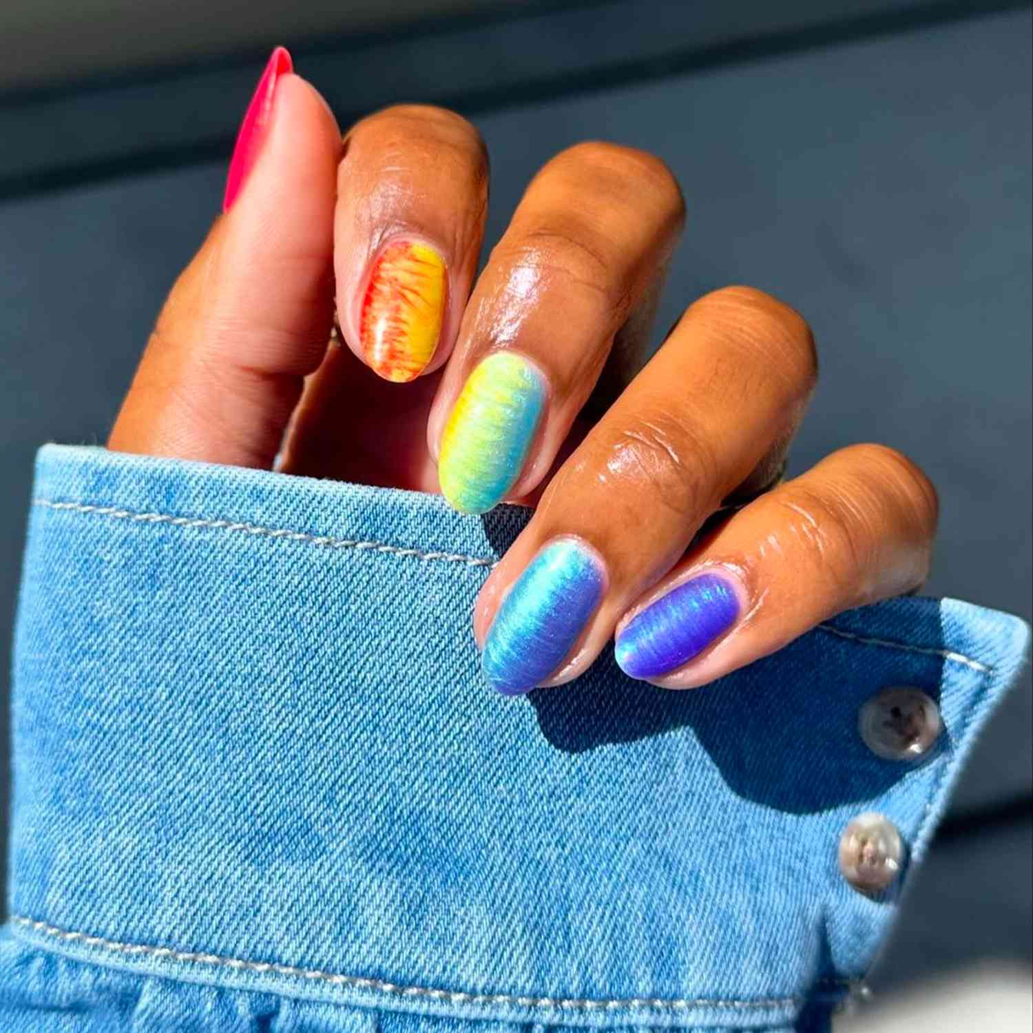 Rainbow Tie Dye Nails - Byrdie Tie Dye Nails