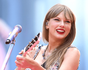 Taylor Swift performing at the Eras Tour.